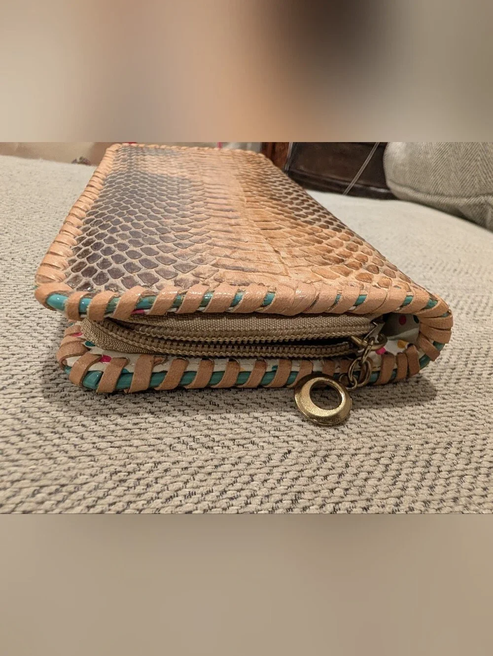 Handmade Textured Snake-Embossed Wallet